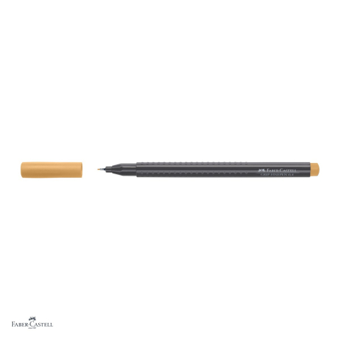 Set 10 linere Faber-Castell Grip Finepen, varf 0,4 mm montat in metal, cerneala pe baza de colorant alimentar, forma triunghiulara cu zona Grip, se spala din textile, ocru brun, antiderapante [3]