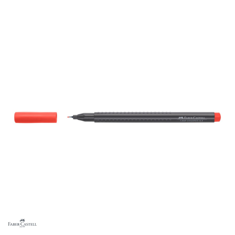 Set 10 linere Faber-Castell Grip Finepen, varf 0,4 mm montat in metal, cerneala pe baza de colorant alimentar, forma triunghiulara cu zona Grip, se spala din textile, rosu muscata deschis [3]