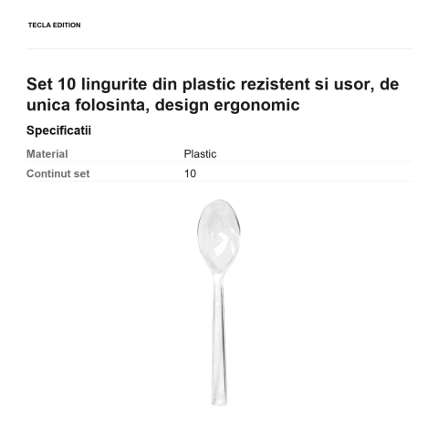 Set 10 lingurite din plastic rezistent si usor, de unica folosinta, design ergonomic [2]
