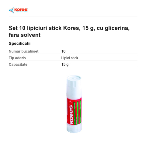 Set 10 lipiciuri stick Kores, 15 g, cu glicerina, fara solvent [2]