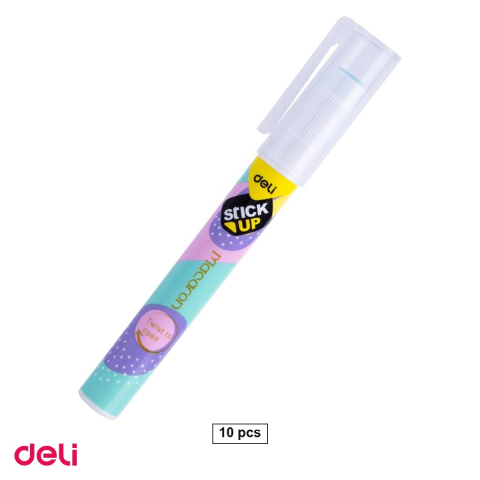 Bricolaj - Set 10 lipiciuri tip creion Deli, 2.6 g, cu clips, uscare in 60 de secunde, colorate