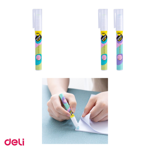 Set 10 lipiciuri tip creion Deli, 2.6 g, cu clips, uscare in 60 de secunde, colorate [3]