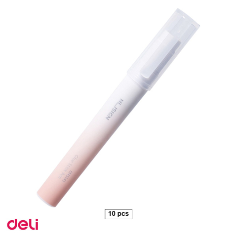 Bricolaj - Set 10 lipiciuri tip creion Deli Nusign, 2.2 g, cu clips, uscare in 60 de secunde, roz