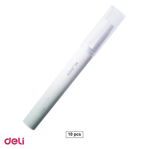 Bricolaj - Set 10 lipiciuri tip creion Deli Nusign, 2.2 g, cu clips, uscare in 60 de secunde, verde