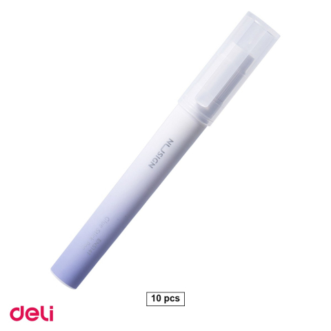 Bricolaj - Set 10 lipiciuri tip creion Deli Nusign, 2.2 g, cu clips, uscare in 60 de secunde, violet