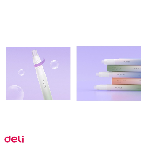Set 10 lipiciuri tip creion Deli Nusign, 2.2 g, cu clips, uscare in 60 de secunde, violet [3]