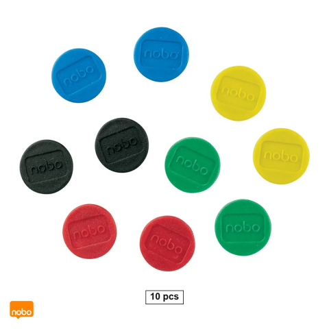 Accesorii prezentare - Set 10 magneti Nobo, pentru whiteboard, 13 mm, culori asortate