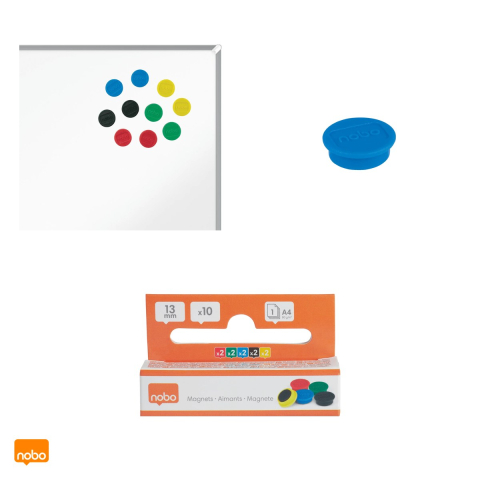 Set 10 magneti Nobo, pentru whiteboard, 13 mm, culori asortate [4]