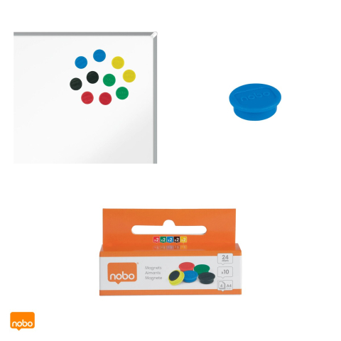 Set 10 magneti Nobo, pentru whiteboard, 24 mm, culori asortate [4]