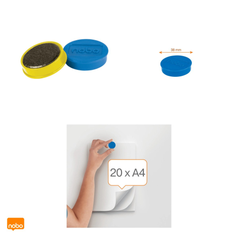 Set 10 magneti Nobo, pentru whiteboard, 38 mm, culori asortate [3]