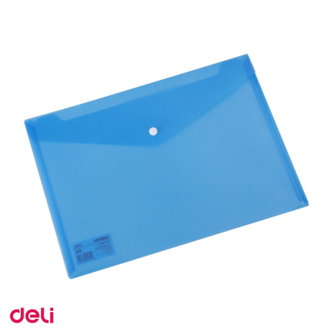 Set 10 mape Deli A4, din plastic, 1 compartiment, buton, albastra [3]