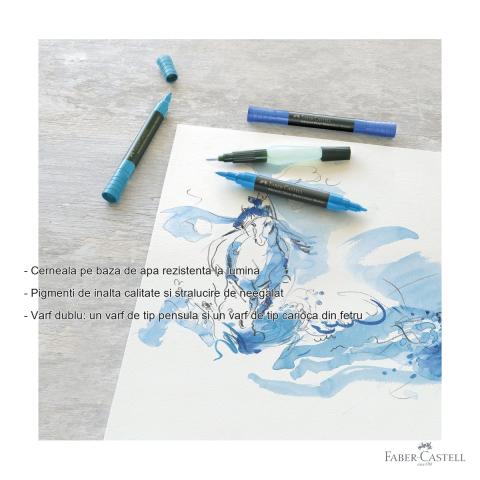 Set 10 markere acuarela Faber-Castell Albrecht Durer, varf dublu pensula si fetru, pentru schite si pictura [1]