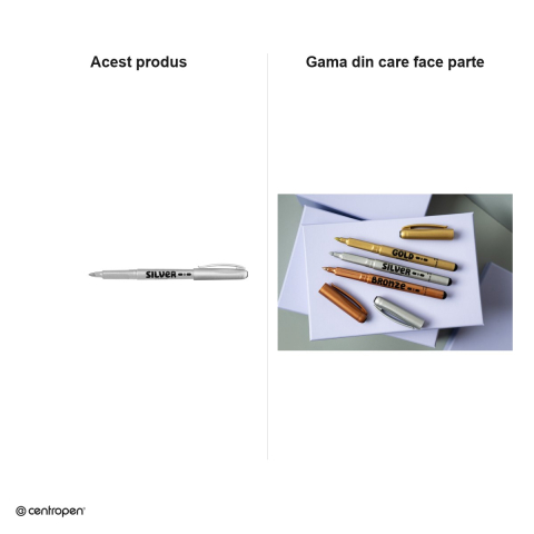 Set 10 markere cu efect metalic Centropen 2690, varf rotund 1.5-3 mm, culoare argintie [5]