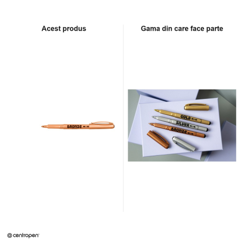 Set 10 markere cu efect metalic Centropen 2690, varf rotund 1.5-3 mm, culoare bronz [5]