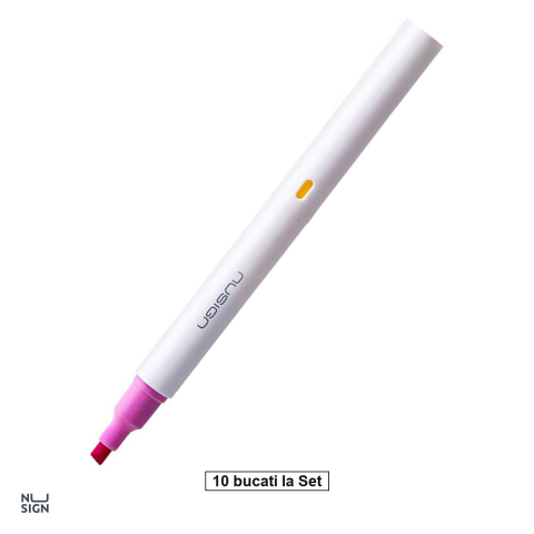 Evidentiatoare textmarker - Set 10 markere de 1-5mm, Nusign, textmarker 2 capete culori, scris asortata