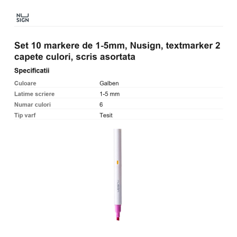 Set 10 markere de 1-5mm, Nusign, textmarker 2 capete culori, scris asortata [2]
