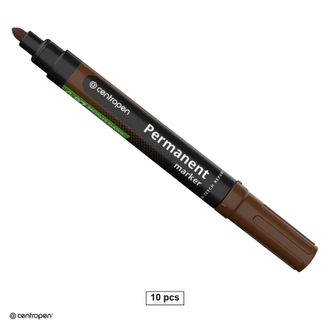 Marker permanent - Set 10 markere permanente Centropen 8566, varf rotund 2.5 mm, cerneala maro