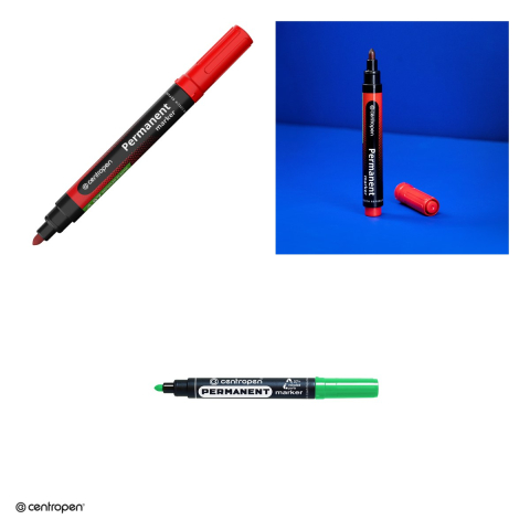 Set 10 markere permanente Centropen 8566, varf rotund 2.5 mm, cerneala verde [3]