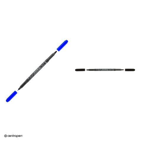Set 10 markere permanente pentru CD/DVD Centropen 3616, 2 varfuri, de 0.6 mm si 2.5 mm, cerneala neagra [3]