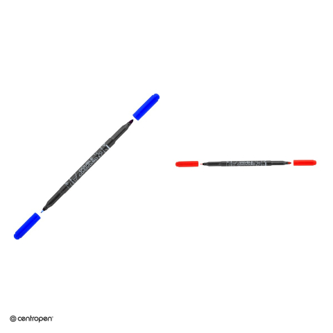 Set 10 markere permanente pentru CD/DVD Centropen 3616, 2 varfuri, de 0.6 mm si 2.5 mm, cerneala rosie [3]
