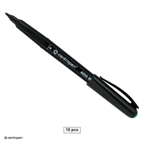 Birotica papetarie - Set 10 markere permanente pentru CD/DVD Centropen 4606M, varf rotund 1 mm, cerneala verde