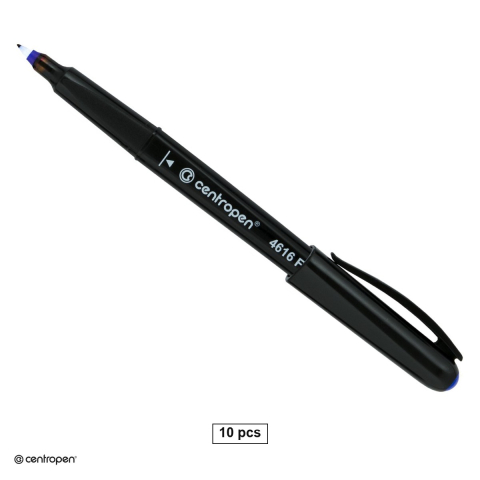 Marker permanent - Set 10 markere permanente pentru CD/DVD Centropen 4616, varf rotund 0.6 mm, cerneala albastra