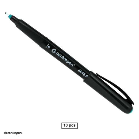 Marker permanent - Set 10 markere permanente pentru CD/DVD Centropen 4616, varf rotund 0.6 mm, cerneala verde