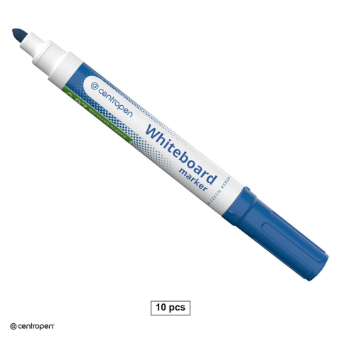 Marker pentru tabla de scris - Set 10 markere whiteboard Centropen 8559, varf rotund 2.5 mm, cerneala albastra
