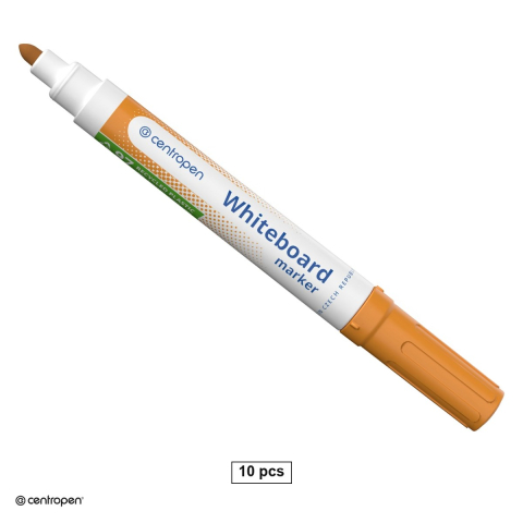 Marker pentru tabla de scris - Set 10 markere whiteboard Centropen 8559, varf rotund 2.5 mm, cerneala portocalie