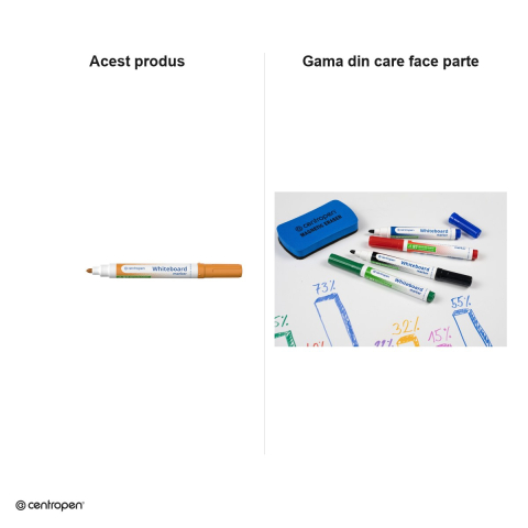 Set 10 markere whiteboard Centropen 8559, varf rotund 2.5 mm, cerneala portocalie [4]