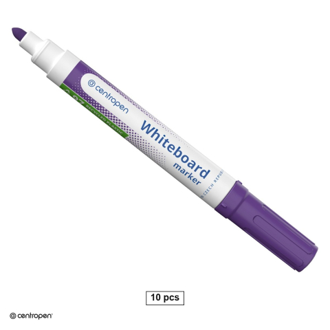 Marker pentru tabla de scris - Set 10 markere whiteboard Centropen 8559, varf rotund 2.5 mm, cerneala violet
