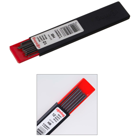 Set 10 mine creion 2.0mm HB cu Rezistenta Exceptionala la Rupere, pentru Scriere si Marcaje Vizibile, in Etui Protector Rotring [2]
