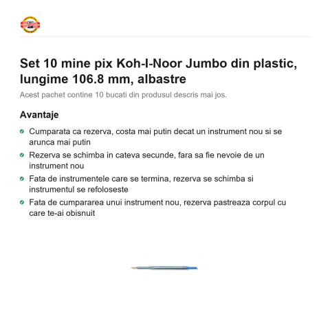 Set 10 mine pix Koh-I-Noor Jumbo din plastic, lungime 106.8 mm, albastre [1]