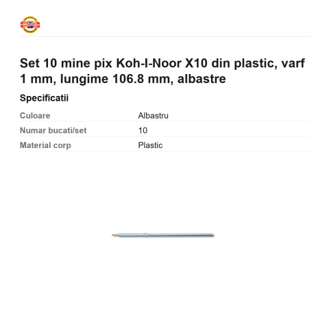 Set 10 mine pix Koh-I-Noor X10 din plastic, varf 1 mm, lungime 106.8 mm, albastre [2]