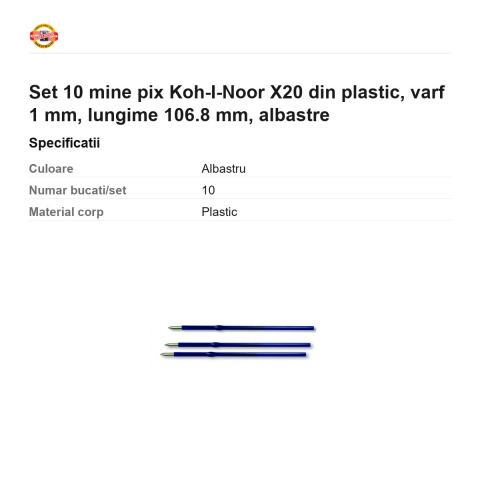 Set 10 mine pix Koh-I-Noor X20 din plastic, varf 1 mm, lungime 106.8 mm, albastre [2]