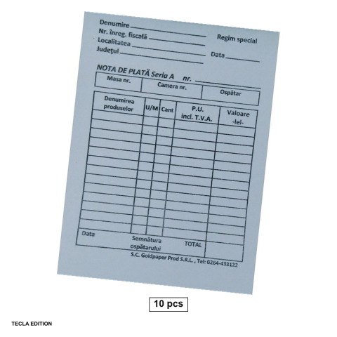 Formulare tipizate - Set 10 note de plata, A6, 100 file