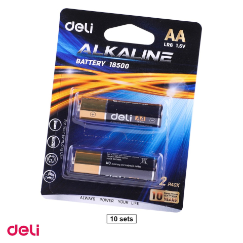 Baterii, acumulatori si incarcatoare - Set 10 pachete baterii alcaline Deli AA R6, 2 bucati pe pachet