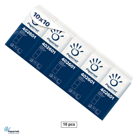 Servetele si prosoape din hartie - Set 10 pachete batiste din hartie Papernet cu 4 straturi, din celuloza 100%, de unica folosinta, pentru igiena personala