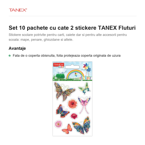 Set 10 pachete cu cate 2 stickere TANEX Fluturi [1]