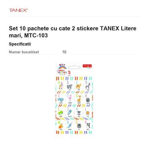 Set 10 pachete cu cate 2 stickere TANEX Litere mari, MTC-103 [2]
