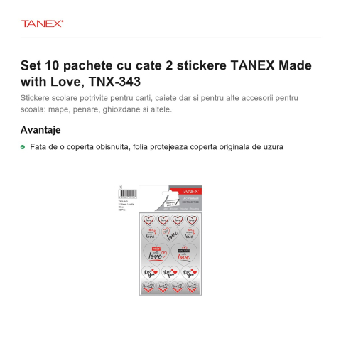 Set 10 pachete cu cate 2 stickere TANEX Made with Love, TNX-343 [1]