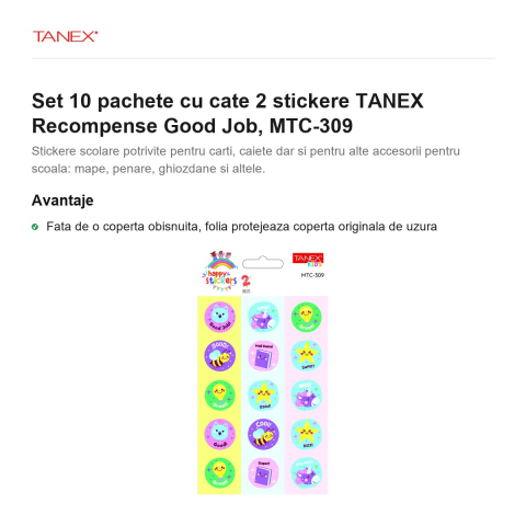 Set 10 pachete cu cate 2 stickere TANEX Recompense Good Job, MTC-309 [1]
