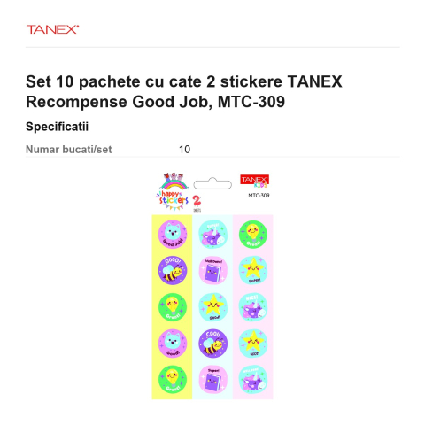 Set 10 pachete cu cate 2 stickere TANEX Recompense Good Job, MTC-309 [2]
