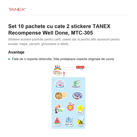 Set 10 pachete cu cate 2 stickere TANEX Recompense Well Done, MTC-305 [1]