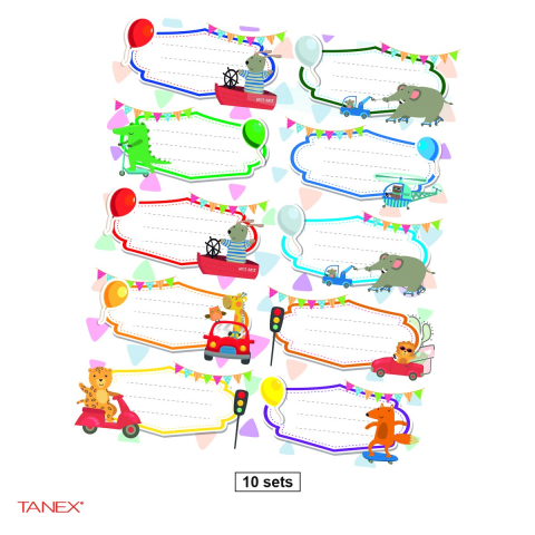 Set 10 pachete cu cate 30 etichete scolare autoadezive TANEX Jucarii 2, TLS-761 [0]