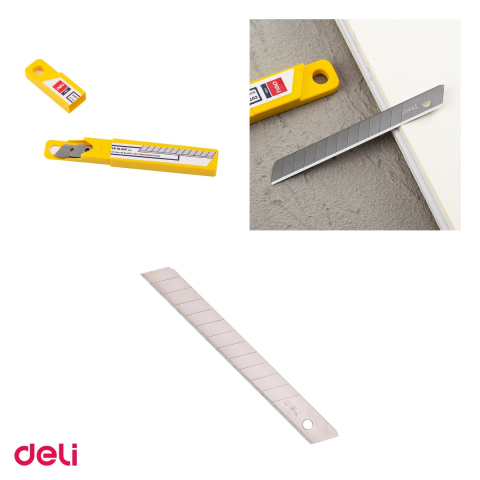 Set 10 pachete lame de rezerva pentru cutter mic Deli, din inox, 80x9x0.4 mm, 10 bucati pe pachet [3]