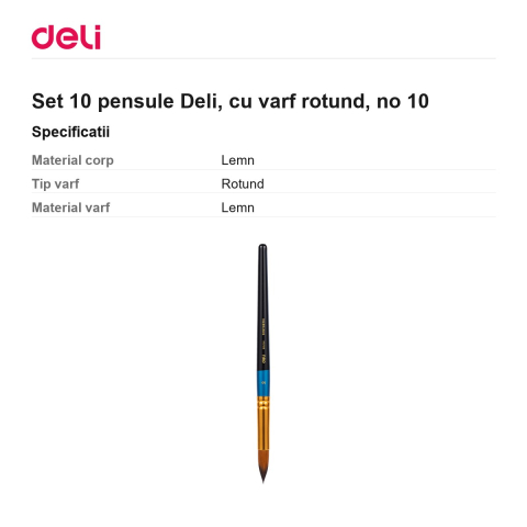 Set 10 pensule Deli, cu varf rotund, no 10 [2]