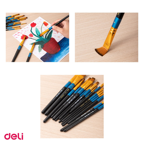 Set 10 pensule Deli, cu varf tesit, no 1 [3]