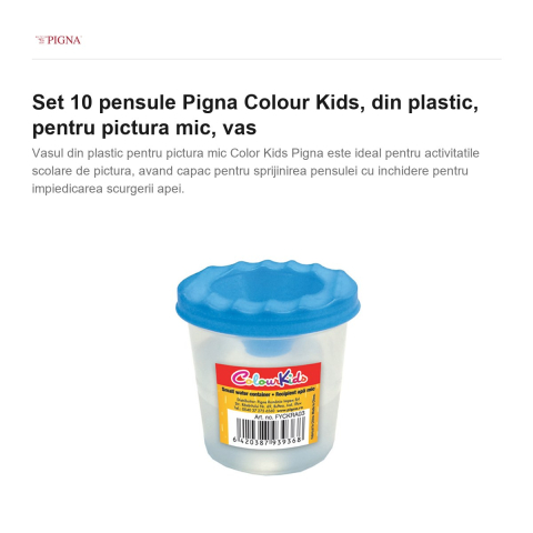 Set 10 vase Pigna Colour Kids, din plastic, pentru pictura mic [1]