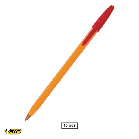 Birotica papetarie - Set 10 pixuri Bic Orange rosii, varf 0.7 mm, unica folosinta